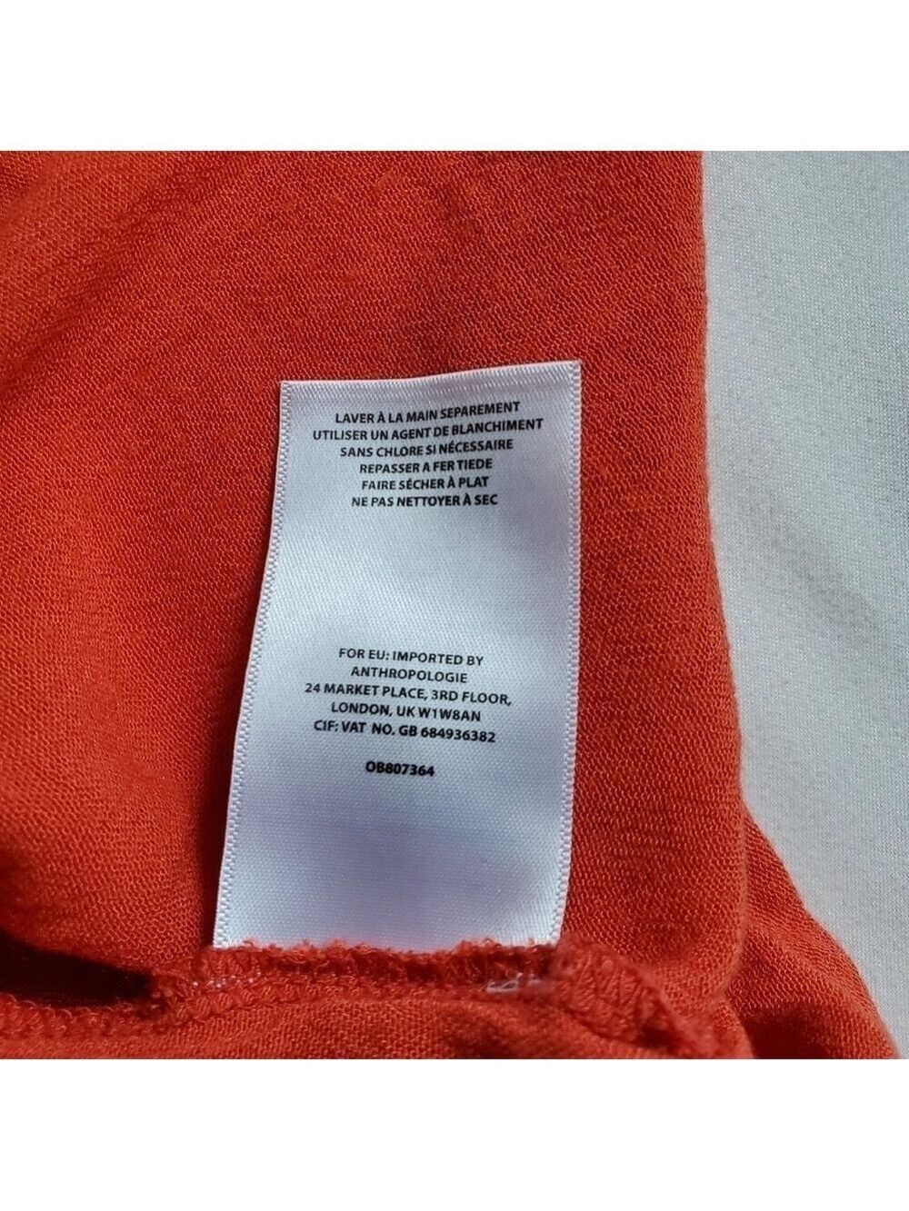 Anthropologie Burnt Orange V Neck Flare Top Large Petite - Picture 6 of 11